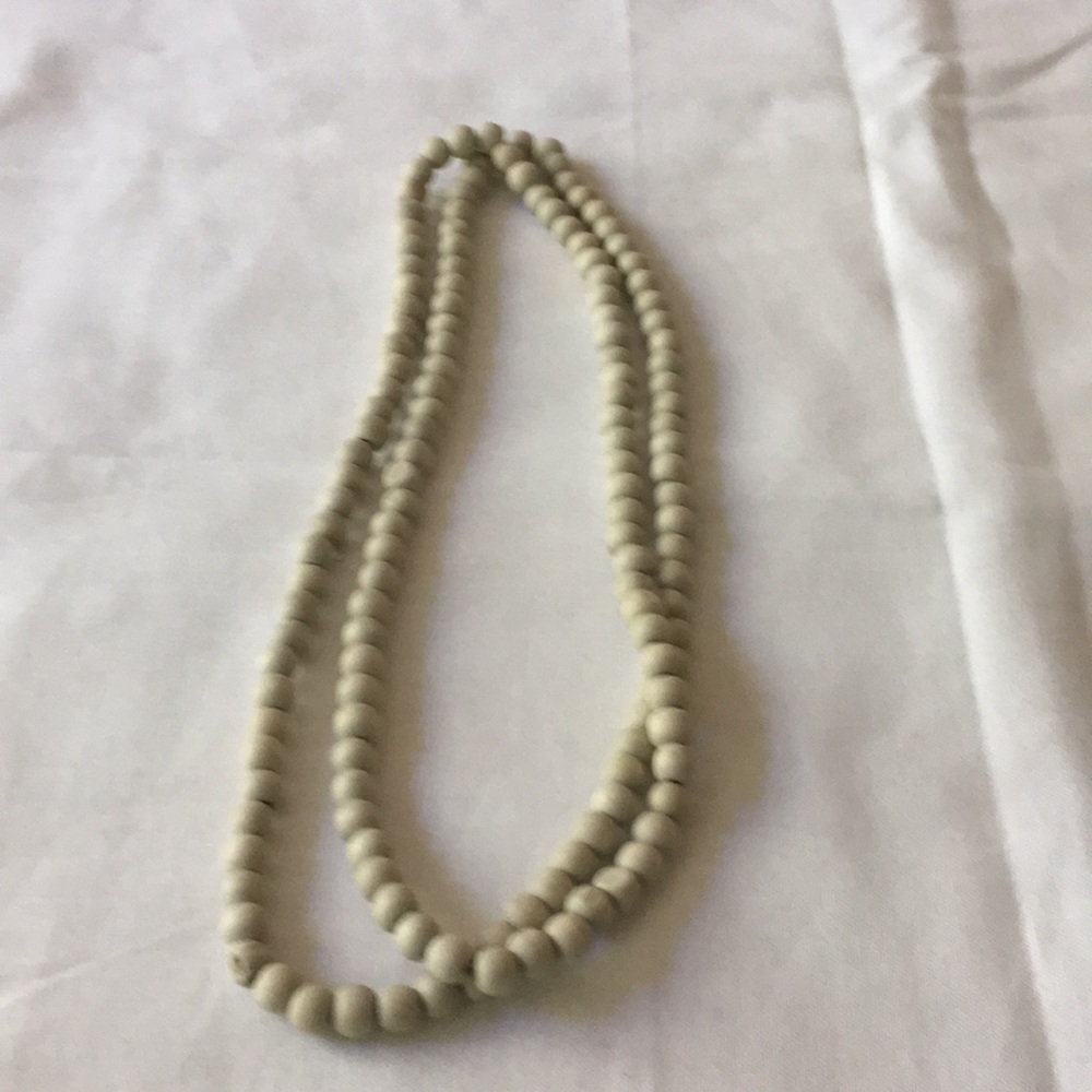 Natural off white wooden bead necklace